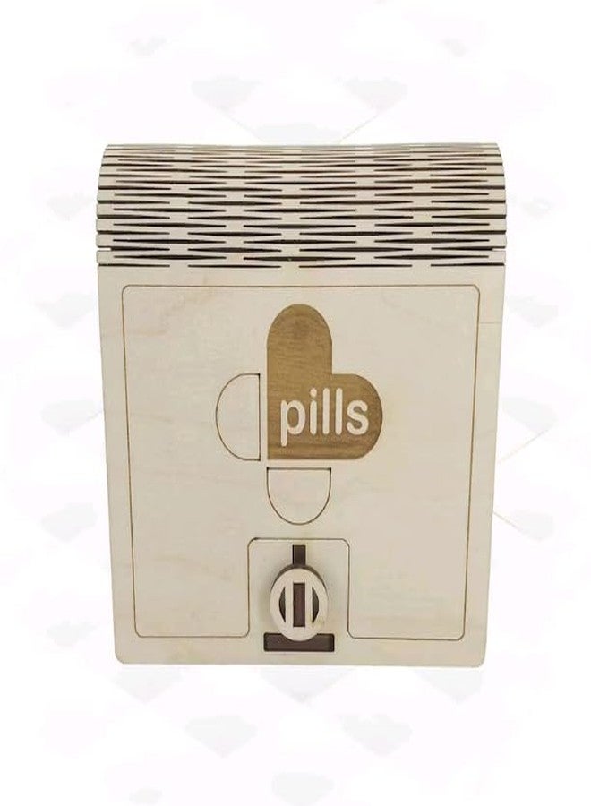 MeeCraft Wooden Pill Dispenser with Compartments - Easy Medicine Organizer (9.7x9.8x3.9cm, Beige) - Image 5
